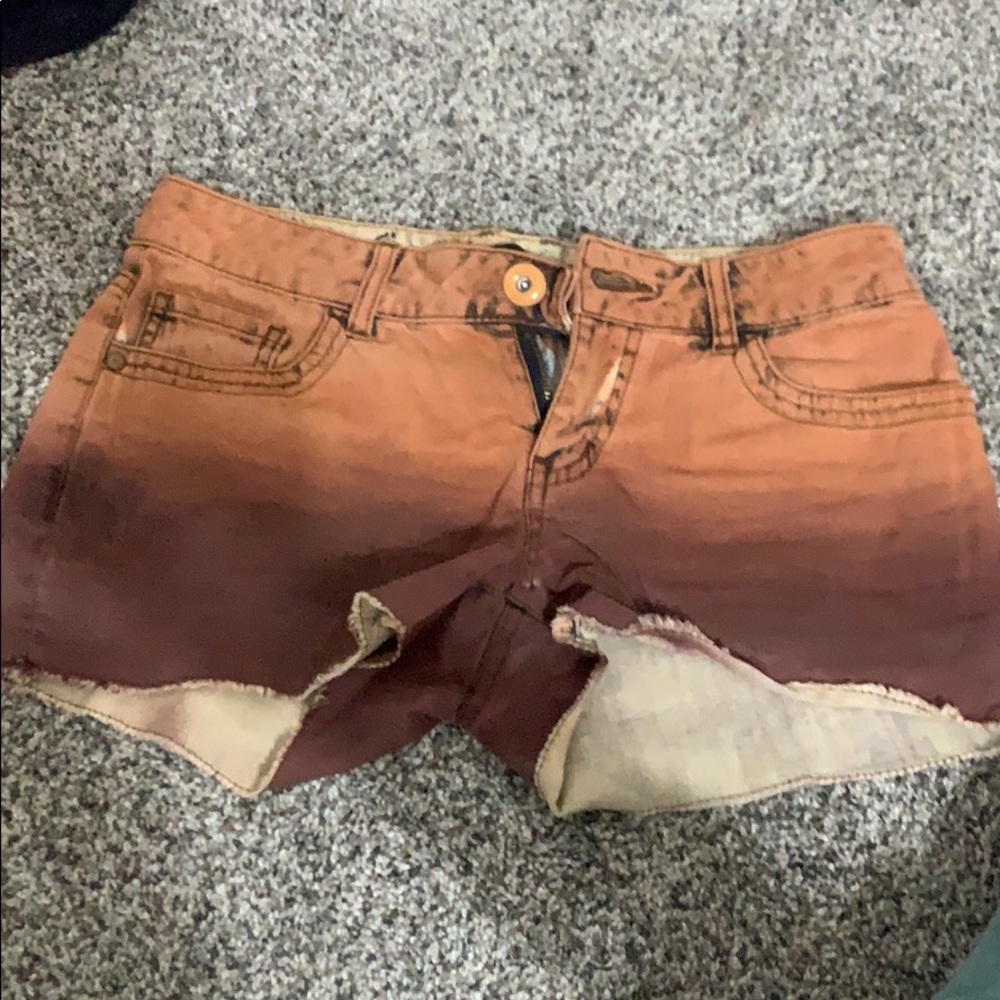 Burnt orange ombré shorts
